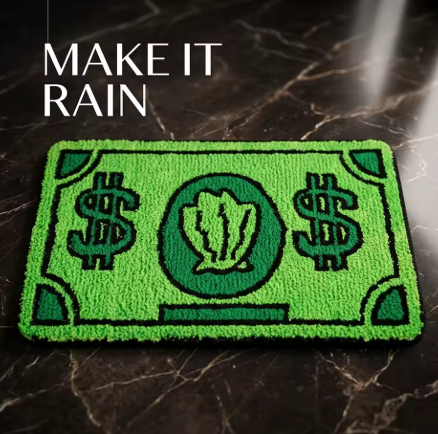 Tapete billete verde Make It Rain de felpa, 40 por 60 cm